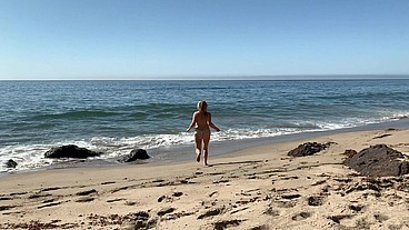 Stepmom on vacation seduces stepson on the beach (POV) - Erin Electra