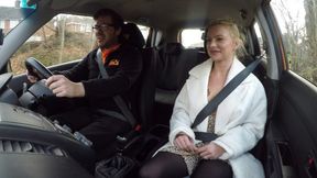 Polish blonde driving lesson