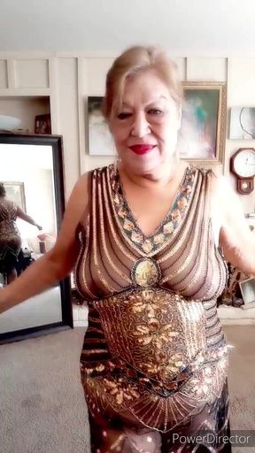 Dance Striptease 71 Year Old Latina with Hairy Pussy