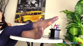 Slurping teen toes in sticky socks, seductive sneaker fetish and sultry sole teasing