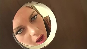 Picked up Girl Sucks Cock through the Glory Hole
