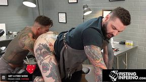 Jock's Fist Makes Beefy Tattooed Man Rosebud - Hardcore Fisting Action!
