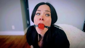 The Therapy Session Turns Into A Bondage Session For Jasmin Jai (1080p) - Jasmin Jai - blouse, leopard print skirt, pantyhose, heels, rope bondage, ball gag, foot worship
