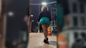 Puerto Rican Boricua Woman MILF Latina Mami Leg Tease Big Booty Fat Ass Walking In Slow Motion Mini Skirt High Heel