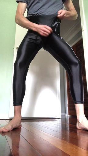 Shiny spandex cum