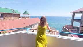 Fucked by a tutor on the balcony when mom wasn't around