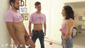 Threesome with Bi Frat Bros and a Horny Babe