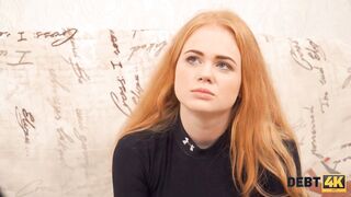 DEBT4k. Pretty-looking ginger spread by the collector on the sofa