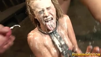 Raunchy Teen Aiden Aspen Receives Extreme Facial & Beyond in Intense Gangbang Session