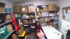 Skinny teen 18+ thief fucked by two security guys big cocks