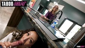 Kinky taboo threeway with insatiable mommy, Kaya Knight, her hot Asian friend, and an unquenchable thirst for forbidden lust
