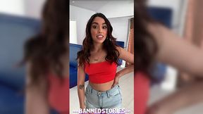 Brunette cutie eats Cum after POV fuck in Public