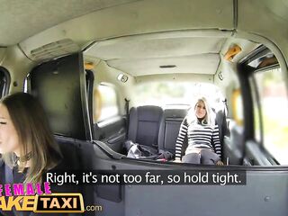 Female Fake Taxi Breasty golden-haired licks her 1st cunt
