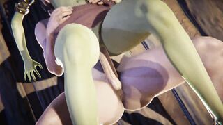 Sex with heavy groaning green skinned Goblin bimbos
