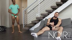 Caught jerking off by my gay roommate in the living room