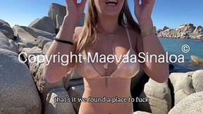 Maevaa Sinaloa gets ravaged bareback on Corsica's beach, public exhibitionist cum-fest ensues