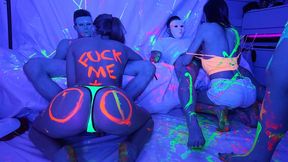 Dare Dorm Glow Party with amateur coeds humping in ultralight