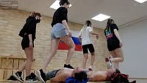 Moscow multitrampling contest #38 (Full): long trampling & throatstanding & under 4 girls in sneakers & heels facestanding & extreme kicking