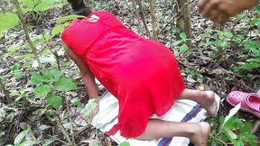 Big Ass of Girl Outdoors and so Virgin Gets Naked for a Fuck in the Jungle