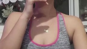 Smoking cough and belly show while smoke By Anna Sparkle