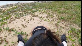 Anal day at the beach with naughty voyeurs