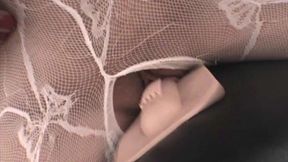 sexy karen in white lace bodystocking riding sybian