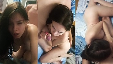 Real homemade amateur couple. I'm fucking an 18 year old beauty on the bed