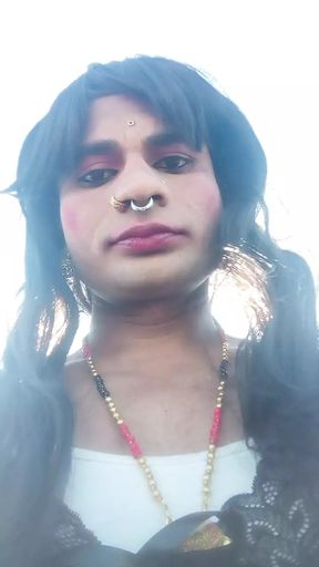 Beautiful trans gender roaming outside