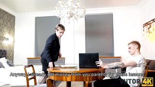 TUTOR4K. Actress pretends to be professor and unites slit with guests cock