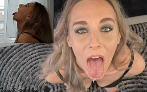 Casting couch, sloppy blowjob with oral creampie