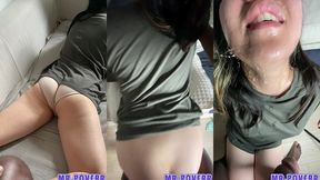 teaching her how to take her first bbc