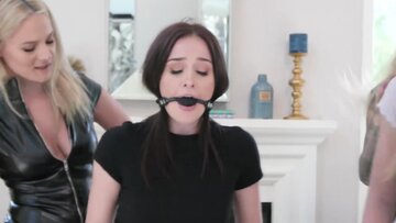 Dominant MILFs fuck two submissive teens with colossal