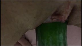 tight pussy gets stretched by big cucumber - latinos puercos