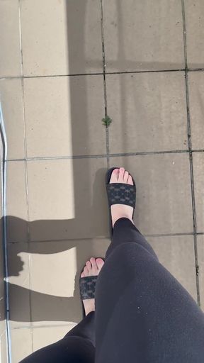 Feet in Flip-flops and Walking in Flip-flops