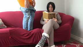 Nerdy Stepmom Completely Ignores Her Stepson Flashing His Cock