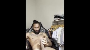 Super-Steamy tattoed latin masturbate off huge ebony man sausage