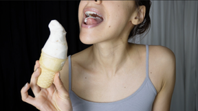 Enjoying a Vanilla Ice Cream Cone