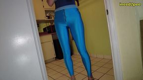 vika pee desperation and wetting shiny lycra spandex