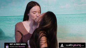 Caring Hazel Moore’s Romantic Touch IGNITES Squirming Orgasms For Petite Kimmy Kimm
