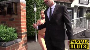Big Breasted British subslut Candice Banks hammered & eats cum