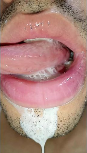 Cum in my mouth, play with your cum, and swallow it, sexy, femboy, trans, gay naughty, tongue, sloopy, six pack, fitness teen
