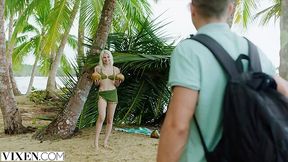 Slim Blonde Beauty Brightens Up Her Last Night In the Tropical Paradise With Mind-blowing Sex