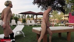 bts of the scene: first 3 on 1 ever, double penetration and pissing with 3 huge cocks for sara malefique!