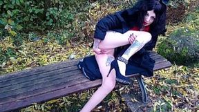 Sultry sinner succumbing to solo sensations amidst afternoon sunlight