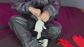 double hazmat suit and gloves