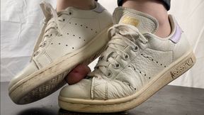 A Shoejob in well worn Adidas Sneakers and sheer nylons - CBT and cockcrush in Adidas Stan Smith shoes - POV Views - slave - 4k Quality