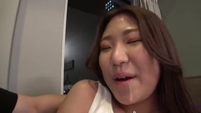 Flexible Brunette&#039;s Censored Deepthroat Debut, Asian Creampie