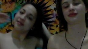 Dark Haired Beauties Kiss and Giggle
