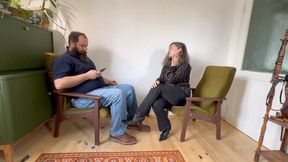 she will rub her leather toe pointed boots on his legs custom video