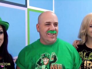 Bang A Fan – Jennifer White Triple Cum Swaps Aaron’s Jizz w Charity & Charlyse on St Patrick’s Day